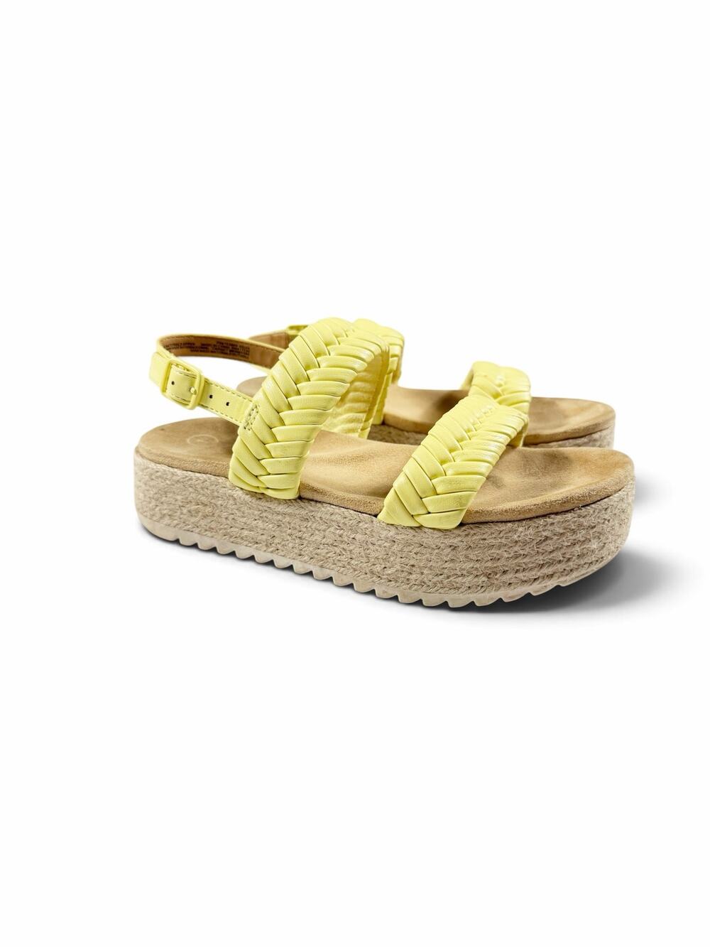 Cat & Jack Lindsey Woven Platform Espadrille Sandals Yellow Girls Size 1